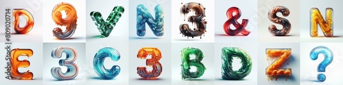 glass 3D Lettering Typeface. AI generated illustration