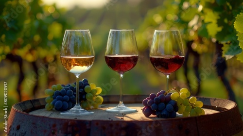 Trio of Wine Glasses at Vineyard