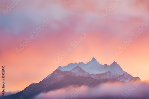 a sunset casting warm hues over a majestic mountain range photo, mountain peak, mountain with the beautiful sky