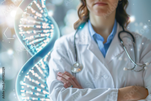 Medicine doctor , DNA illustrating the significance of DNA information in inherited conditions and medical decision-making