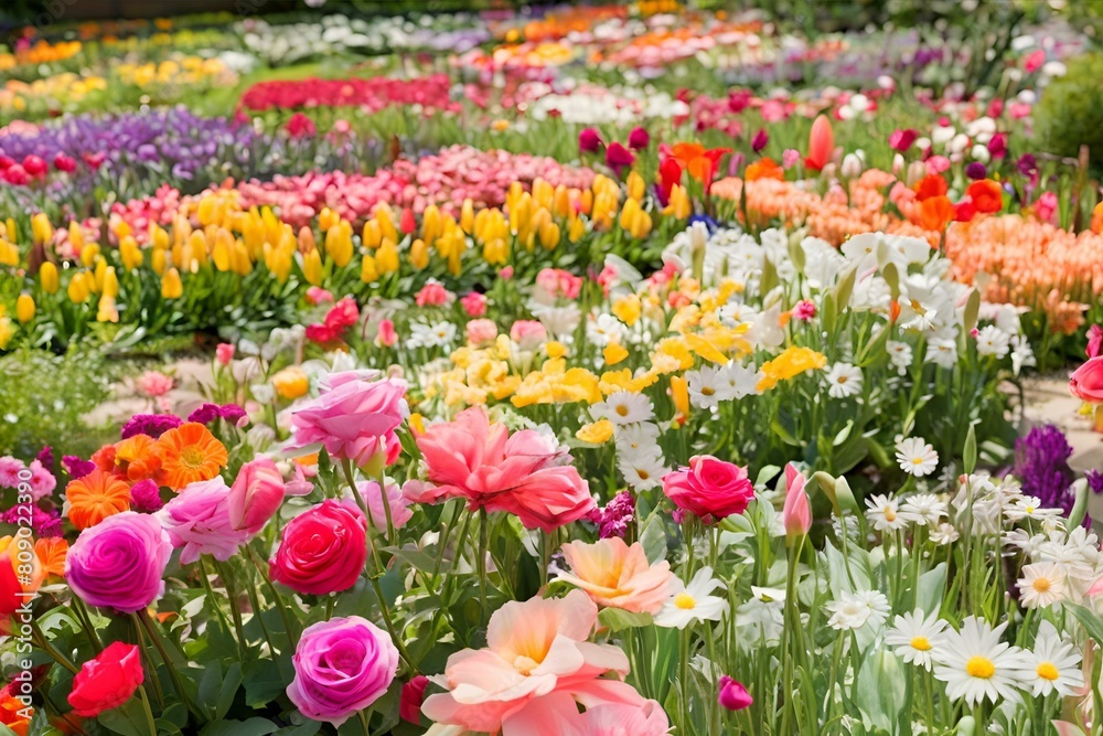 Colorful Spring Flower Fields, Flower garden