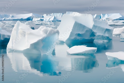 Melting icebergs in the Arctic or Antarctic, Global warming , Climate change
