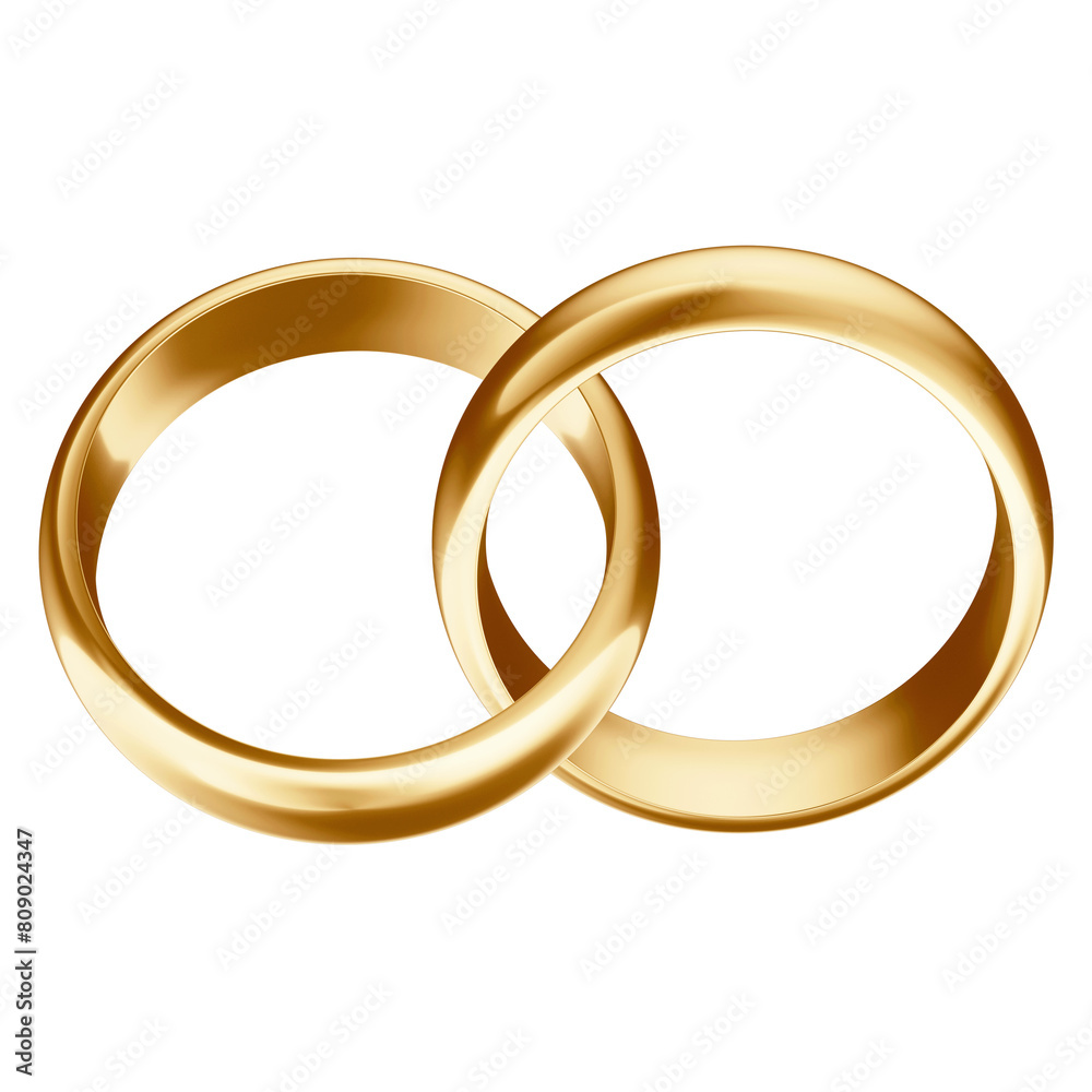 Golden Wedding Engagement Commitment Ring 3D Asset with Transparent Background