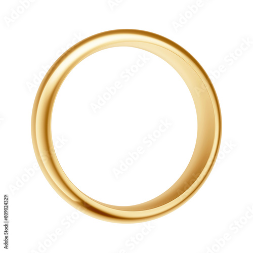 Golden Wedding Engagement Commitment Ring 3D Asset with Transparent Background