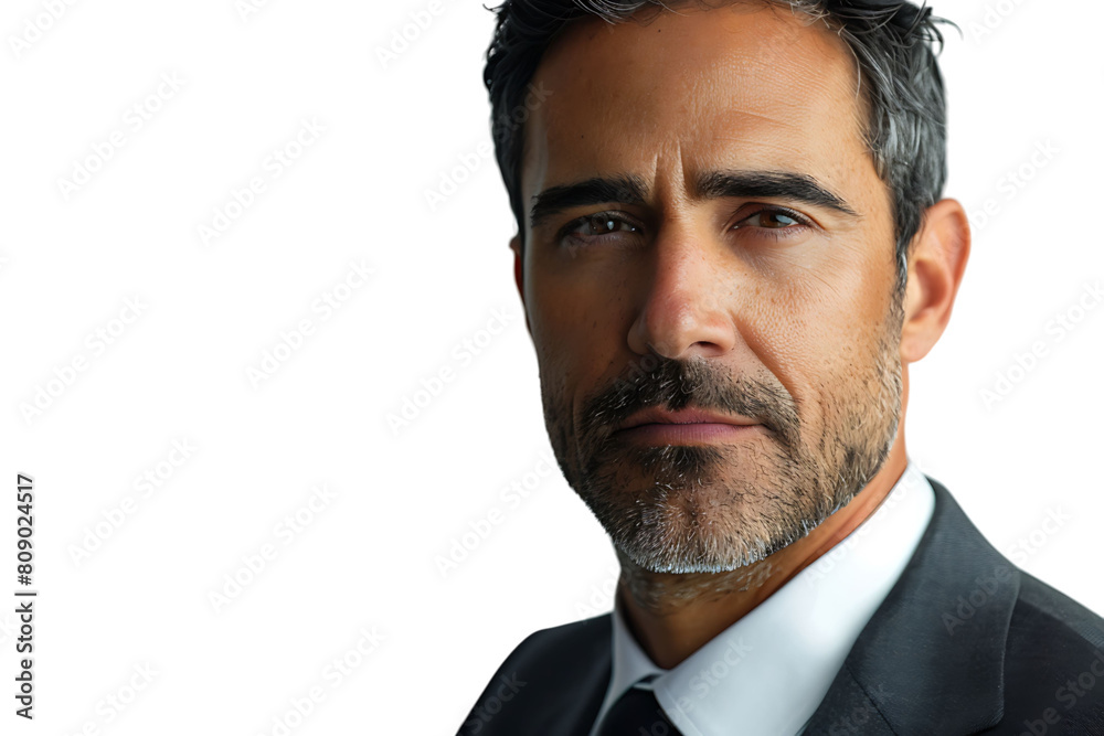 Portrait of american business man on isolated transparent background