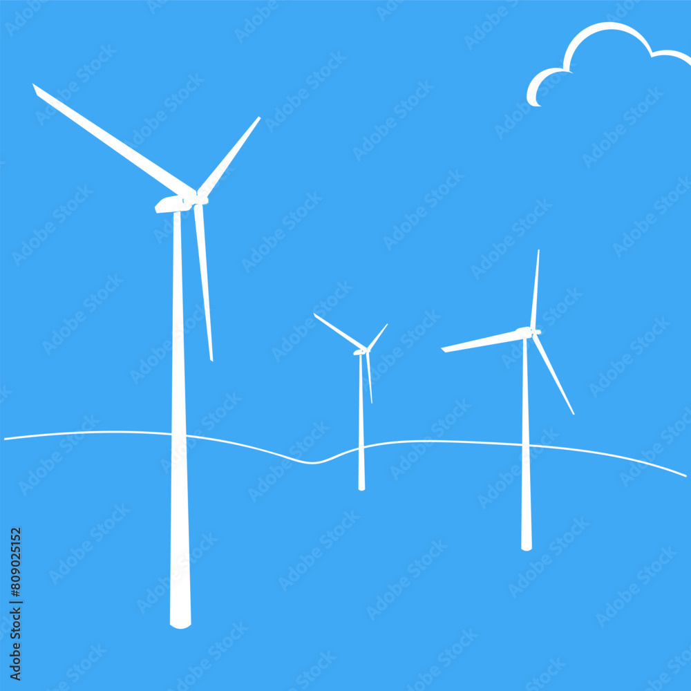 Wind energy, wind turbines. Vector illustration Wind energy, wind turbines. Vector illustration