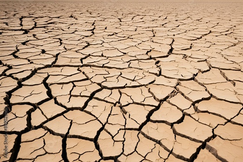 Dry and cracked landscape photo, Global warming, Climate change