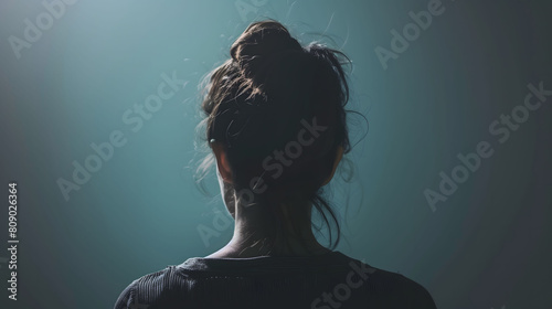 Woman's Silhouette Facing Away in Moody Lighting