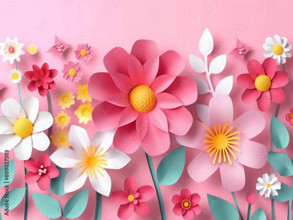 Elegant background for Mother's Day with paper cut flowers. Presentation design template, commercial banner, web banner and poster template for international Mother’s Day celebration. Elegant background for Mother's Day with paper cut flowers. Presentation design template, commercial banner, web banner and poster template for international Mother’s Day celebration.