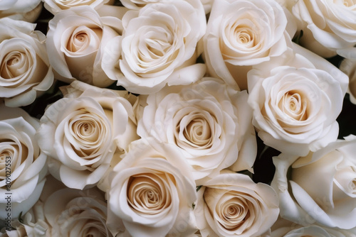 White roses horizontal seamless pattern. White roses arrangement.