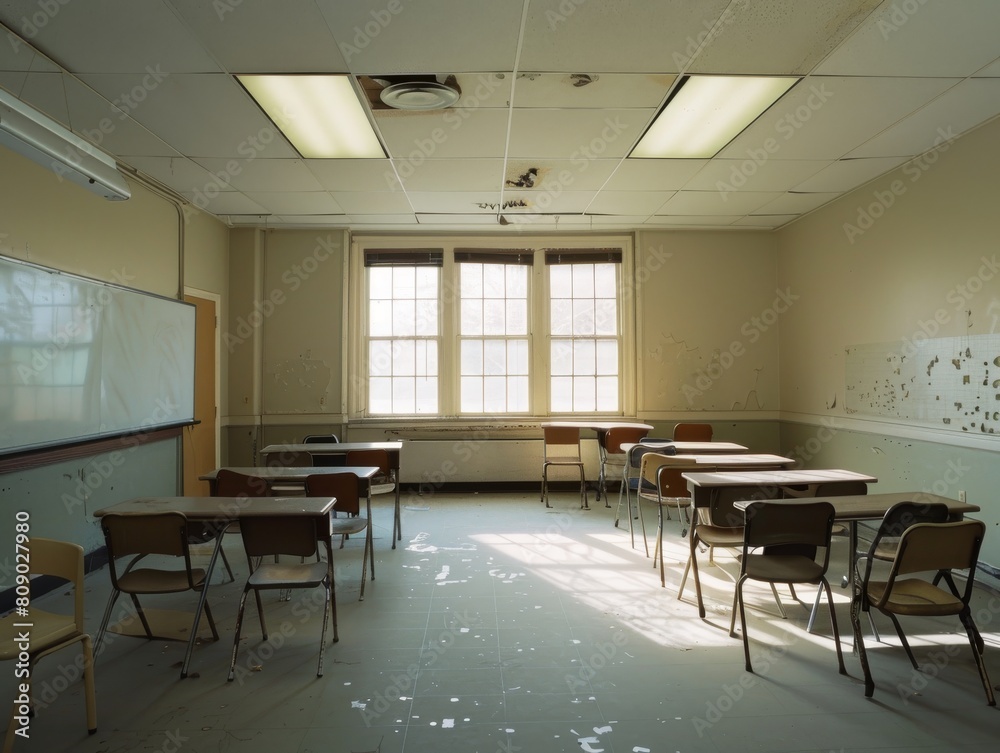 An empty classroom awaiting students. An empty classroom awaiting students.
