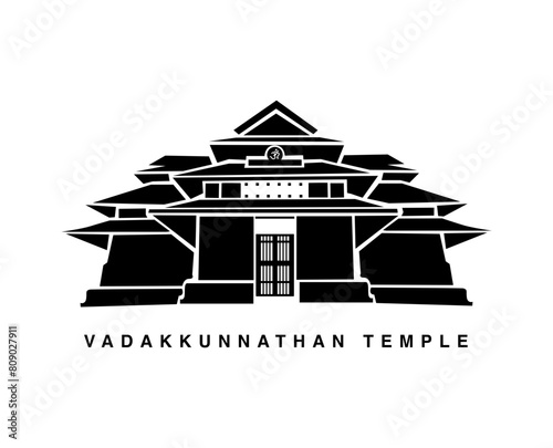 Sri Vadakkunnathan Temple, Thrissur vector icon. Lord Vadakkunnathan Temple icon.