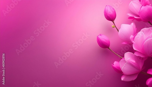 Delicate pink cyclamen flowers against a seamless, vivid pink backdrop photo