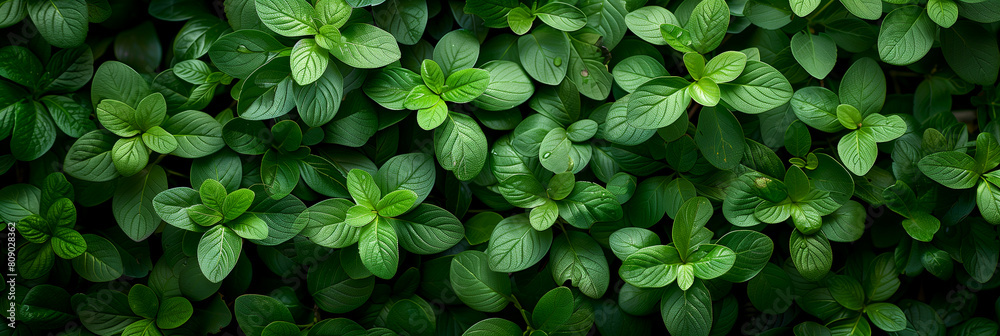 a bunch of green leaves with a dark background