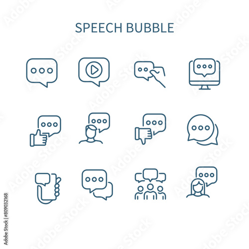 set speech bubble line icons , chat line icon , mail vector line icon 