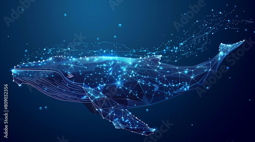Abstract Polygonal Blue Whale: Underwater Tech Art