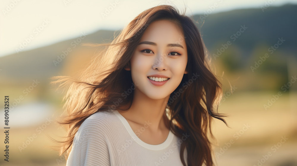 Young Asian woman with happiness, portrait capturing joy of dedicated business employee. Confident young Asian woman for portrait, beautiful face radiating with poise of confident and graceful lady. Young Asian woman with happiness, portrait capturing joy of dedicated business employee. Confident young Asian woman for portrait, beautiful face radiating with poise of confident and graceful lady.