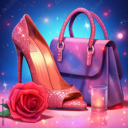 araffes with a rose and a bag and a candle