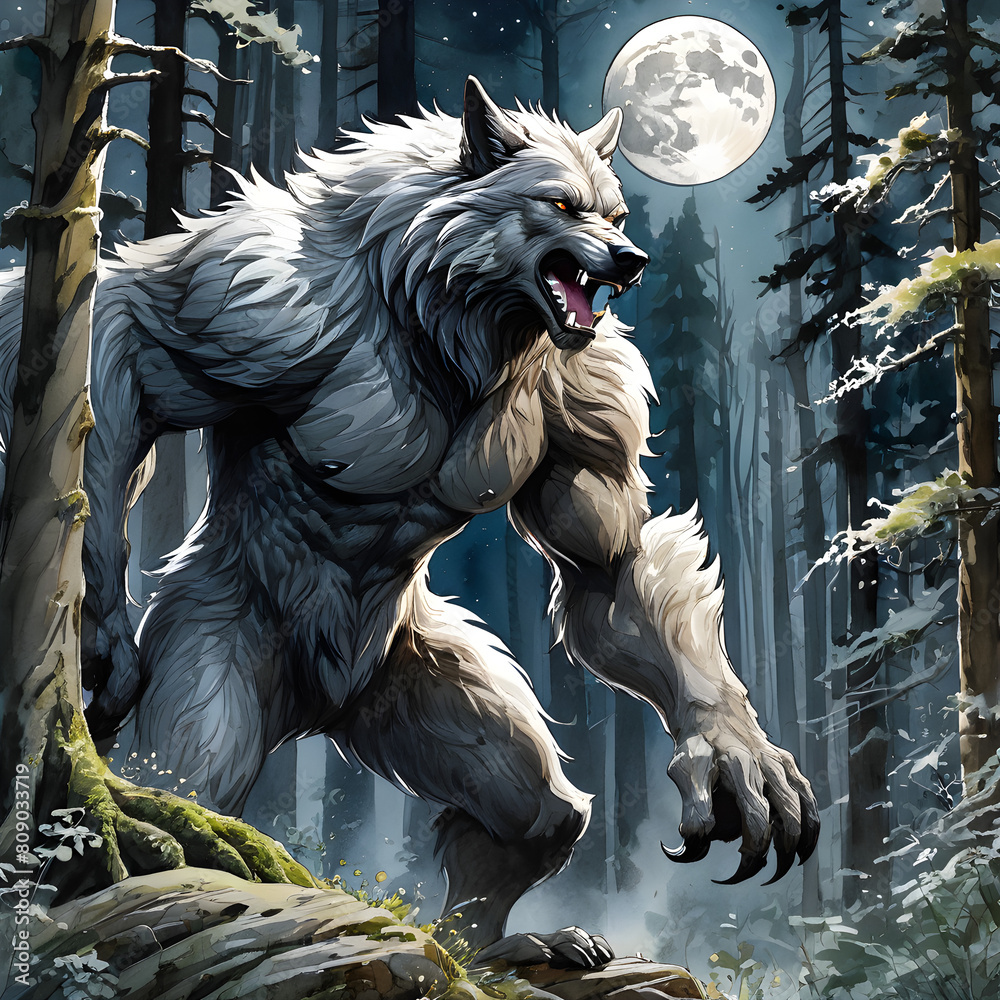 Fototapeta premium werewolf in the forest