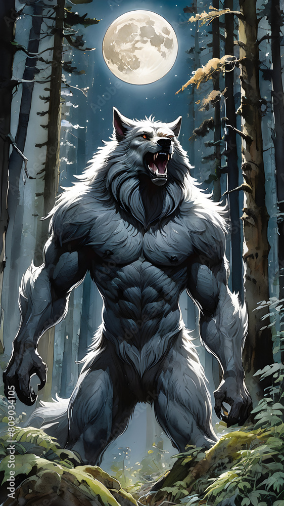 Fototapeta premium werewolf in the forest