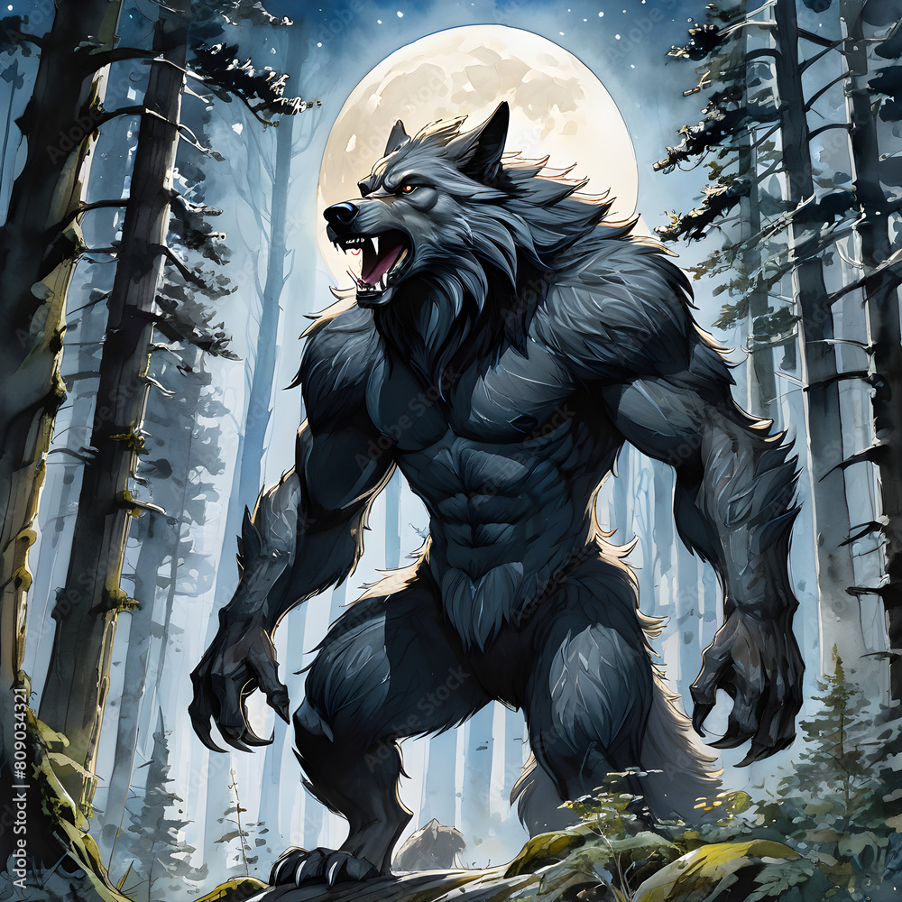 Fototapeta premium werewolf in the forest