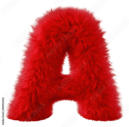PNG Alphabet A shape red fur white background.