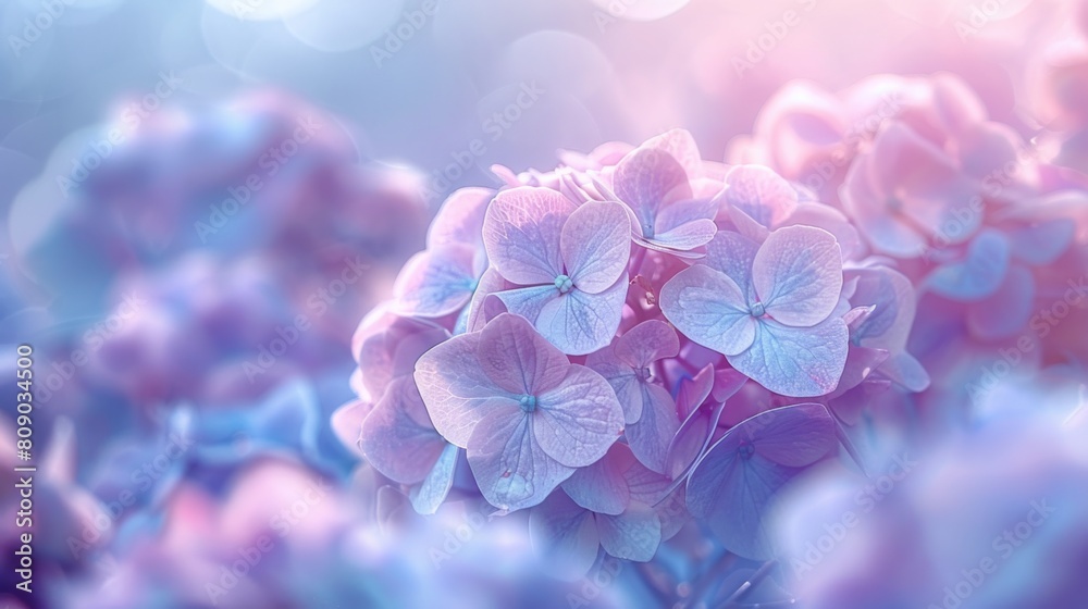 Fototapeta premium Dreamy Blue Hydrangea Flowers in Bloom background