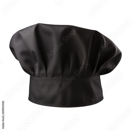 Black chef hat isolated on transparent or white background, png
