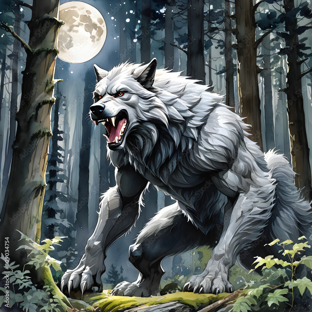 Fototapeta premium werewolf in the forest