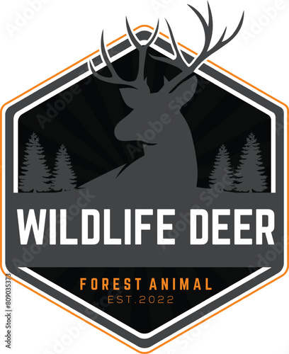 Wildlife deer logo icon vector template. Premium design wild deer logo.
