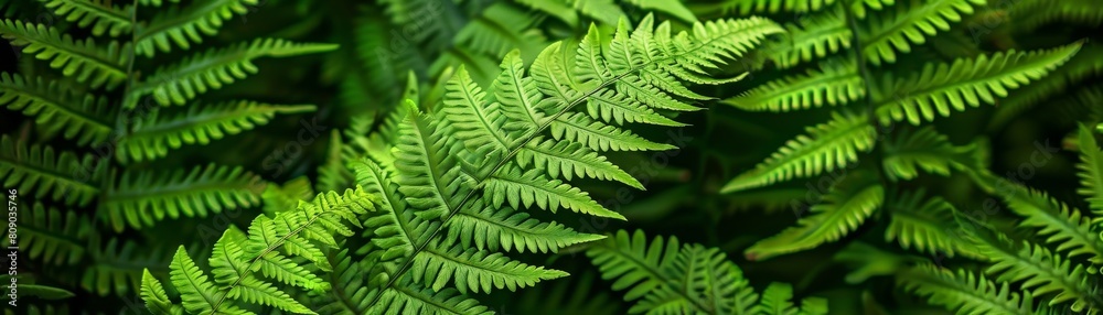 Green fern leaves in the background. Green fern leaves in the background.
