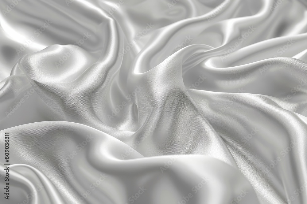 The smooth white fabric shines with a subtle silver hue, creating an elegant backdrop with a delicate organic motif. The smooth white fabric shines with a subtle silver hue, creating an elegant backdrop with a delicate organic motif.