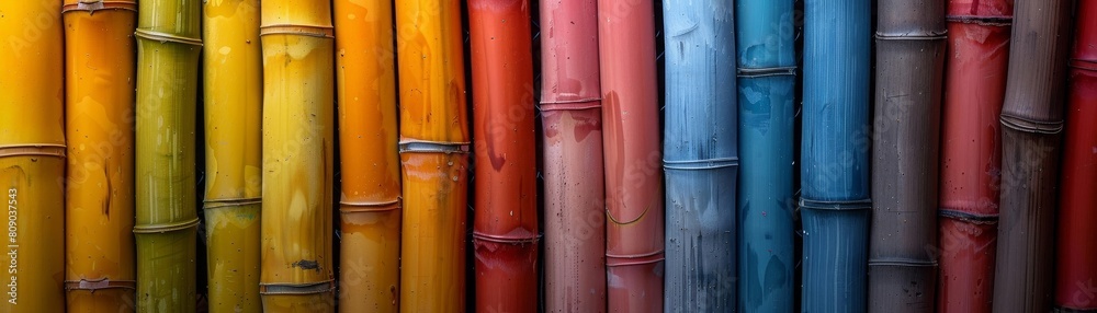 Bamboo with colorful hues in the backdrop