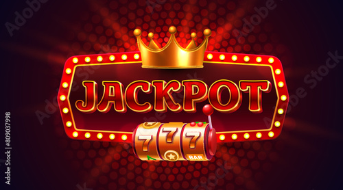 Jackpot slots icons, slot sign machine, night Vegas. Vector illustration