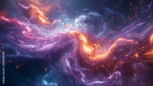 A colorful galaxy with purple and orange swirls © MyBackground