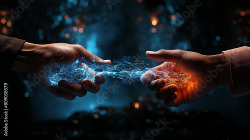 Attractive Energy,Handshake,Condensed Power,Technology,Red and Blue,magnetism