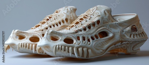 Ghostly Moccasin Surreal 3D Rendered Skeletal Footwear Sculpture