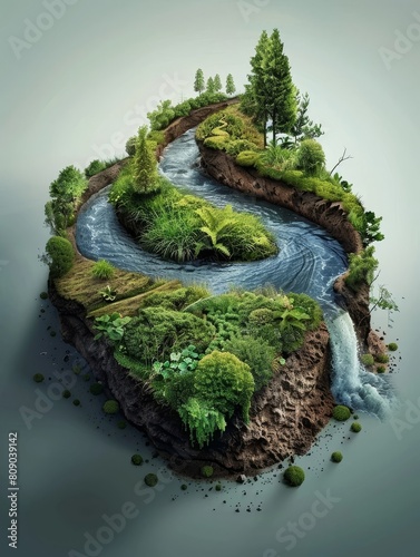 Harmonious of Bioeconomy and Circular Systems in a Surreal Natural Landscape photo