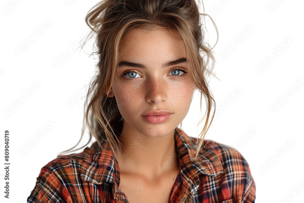 Pretty young woman at studio on isolated transparent background Pretty young woman at studio on isolated transparent background