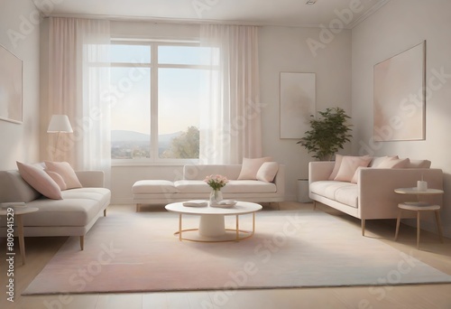 House design: living room interior. 3D rendering © ailooo k