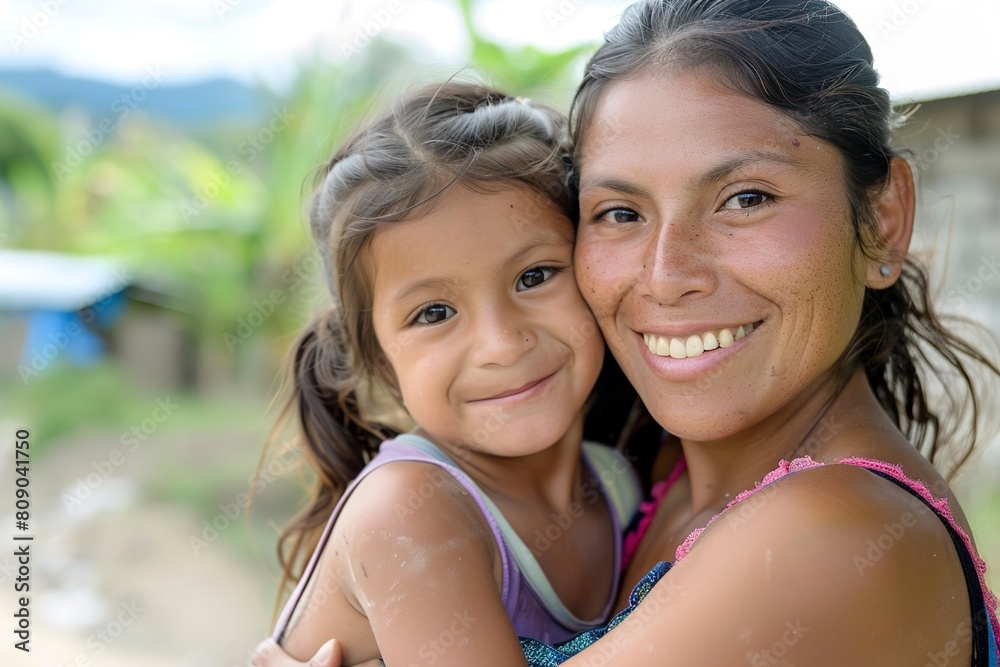 Hispanic mother and daughter in rural area Hispanic mother and daughter in rural area