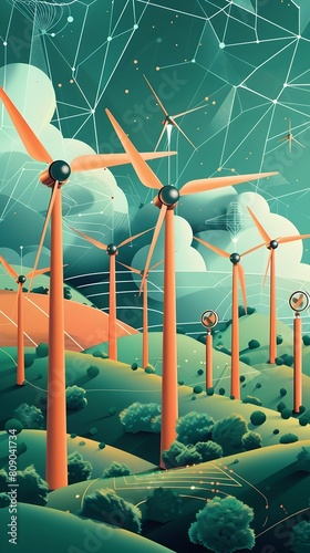 Illustrator's Vision of Renewable Energy Powered Internet Connectivity Solutions photo