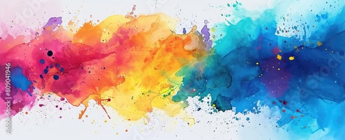 Vibrant Splashes  Abstract Watercolor Drawing on Paper