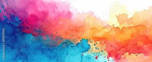 Expressive Hues: Bright Abstract Watercolor Illustration on Paper