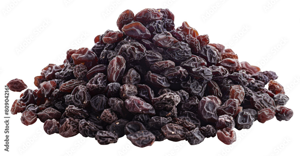 Fototapeta premium Heap of mixed raisins isolated on transparent background png