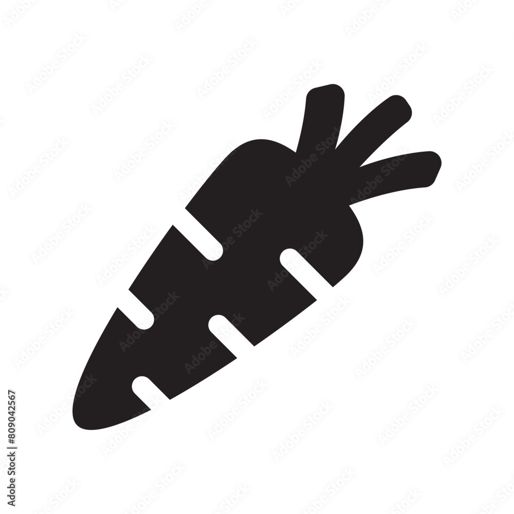 Carrot Icon, Vegetable in black silhouette icon. Carrot Icon, Vegetable in black silhouette icon.