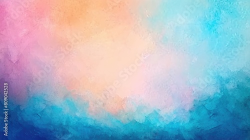 Dynamic Contrast: Blue Watercolor Background with Vibrant Orange and Pink Borders