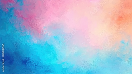 Colorburst Haven: Bright Blue Watercolor Paint with Dynamic Orange and Pink Fringes