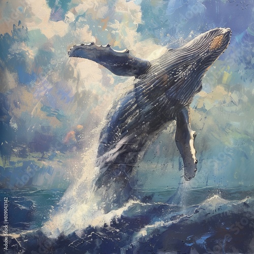 Whale breaching