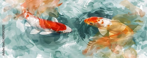Serene Koi Pond with Distor...